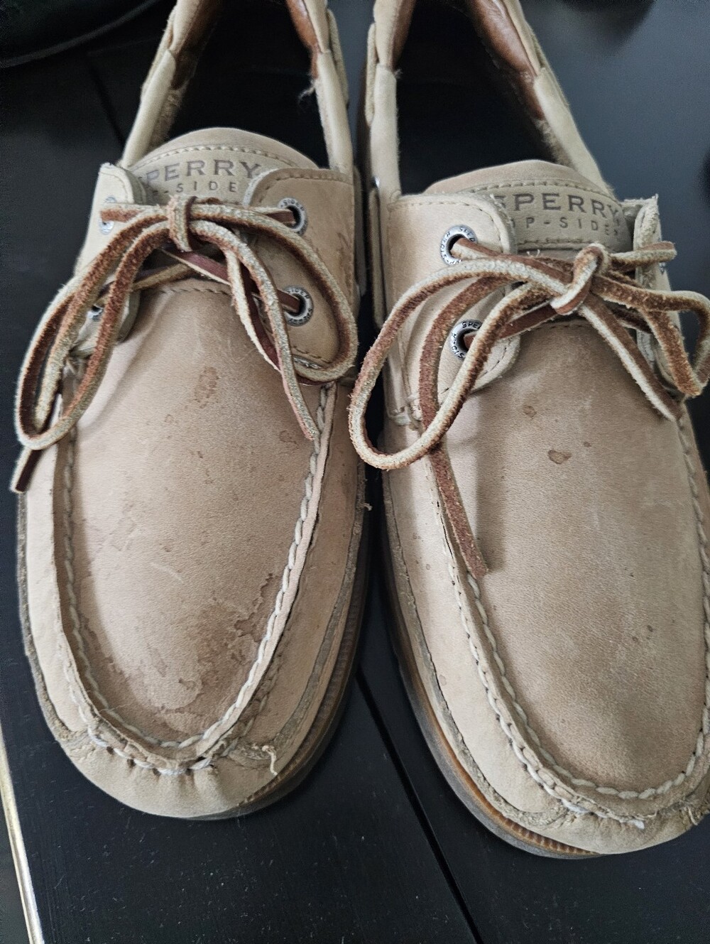 Sperry Men's Light Tan Leather Boat Shoes Size 9.5
